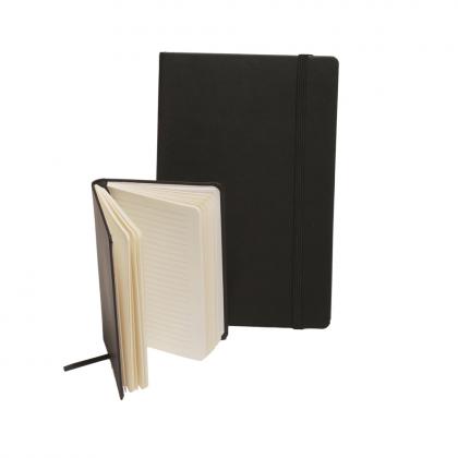 Black Torino A5 Casebound Notebook with an elastic strap