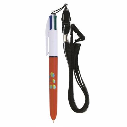 BIC® 4 Colours Fine Ballpen with lanyard
