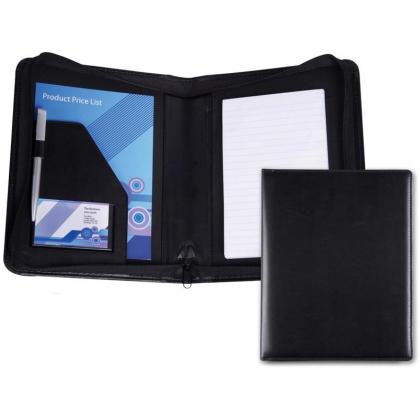 Black Belluno PU A5 Zipped Conference Folder