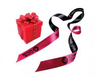 SATIN GIFT WRAPPING RIBBON WITH DYE SUBLIMATION PRINT