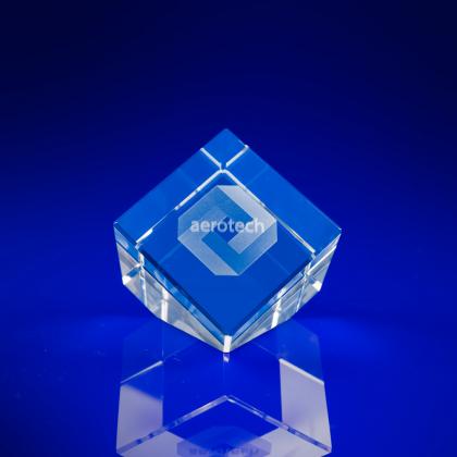 Crystal Glass Cube Slant Award or Trophy