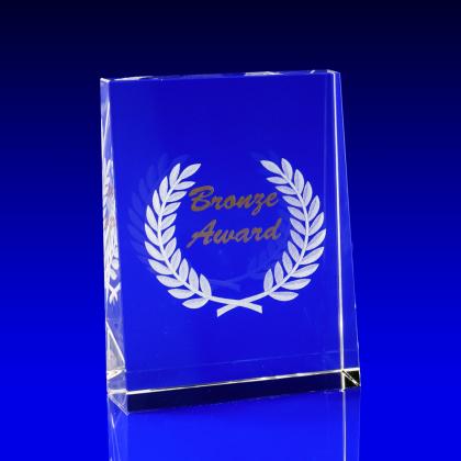 Crystal Glass Bronze Award, Trophy or Paperweight