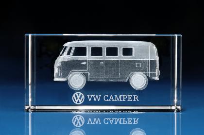 Crystal Glass Camper Van Award or Paperweight