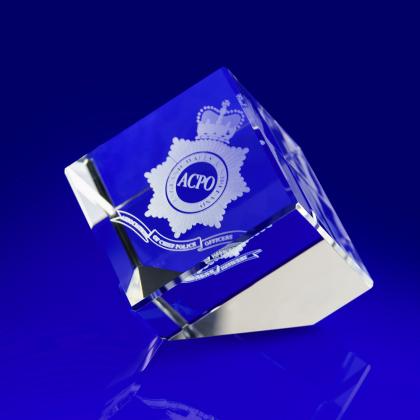 Crystal Glass Emergency Services Award or Paperweight