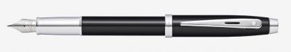 SHEAFFER 100 BLACK LACQUER FOUNTAIN PEN. With Polished Chrome Plated Appointments