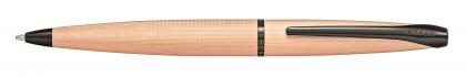 CROSS ATX BRUSHED ROSE GOLD BALL PEN. Brushed Rose Gold PVD Ethched Diamond Parrern with Polished Black PVD Appointments.