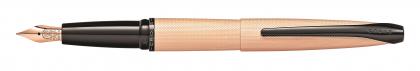 CROSS ATX BRUSHED ROSE GOLD FOUNTAIN PEN. Brushed Rose Gold PVD Ethched Diamond Parrern with Polished Black PVD Appointments.