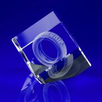 Crystal Glass Cube Slant Paperweight