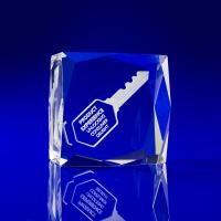 Crystal Glass Facet Square Paperweight