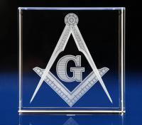 Crystal Glass Masonic Award or Paperweight