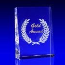 Crystal Glass Gold Award, Trophy or Paperweight