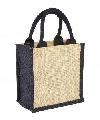 Anson Jute Bags with coloured side panels and handles - Green, red, blue and black