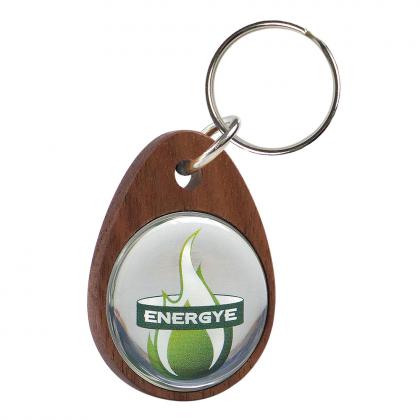Wood keyring with metal insert