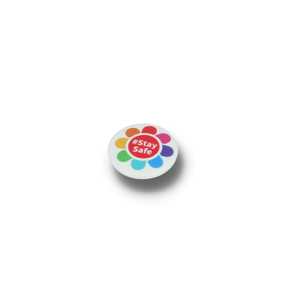 Recycled STAY SAFE BUTTON BADGE – 25MM CIRCLE