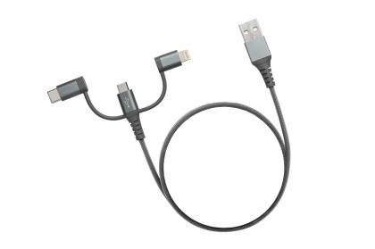 Trio USB multi-charging cable with USB C