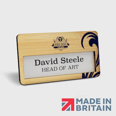 MAGNETIC BAMBOO FACE WINDOW NAME BADGE