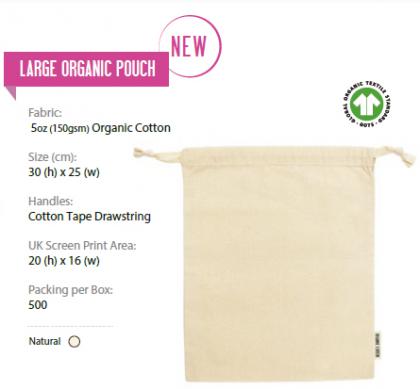 LARGE ORGANIC Cotton Pouch