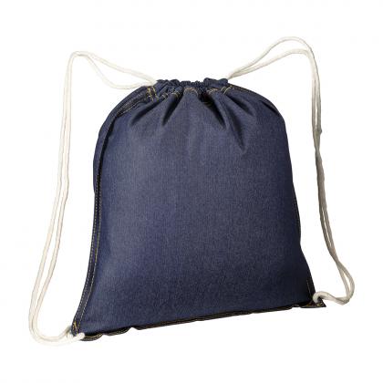Denim-Look Drawstring Backpack