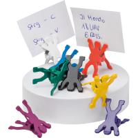 Memo holder with eight metal men on a magnetic base
