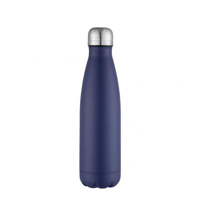 Oasis recycled navy blue powder coated stainless steel, thermal insulated bottle - 500ml