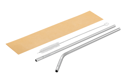 Reusable Metal Straw Set in Custom Packaging