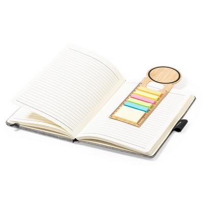 Bamboo memo holder, sticky notes, bookmark, ruler, notebook