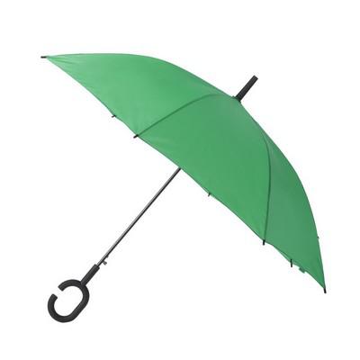 Windproof automatic umbrella, C shaped handle