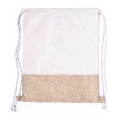 Cotton drawstring bag with jute element