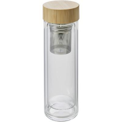 Glass vacuum flask 420 ml with sieve stopping dregs