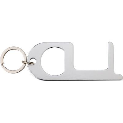 Anti-contact keyring for door opening and contactless use of public usage surfaces, bottle opener