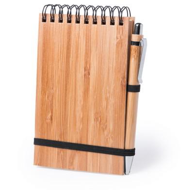 Bamboo notebook A6 with ball pen
