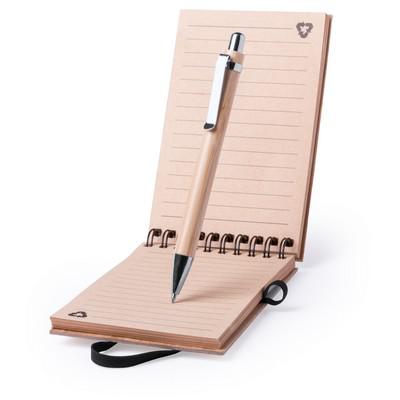 Bamboo notebook A6 with ball pen