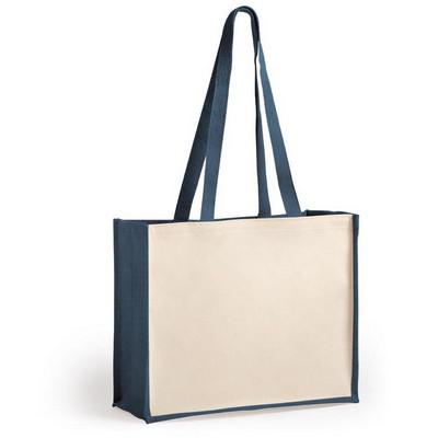 Laminated jute shopping bag with laminated cotton element