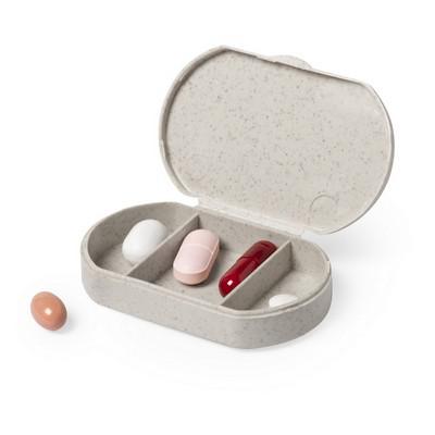 Bamboo pill box with 3 compartments