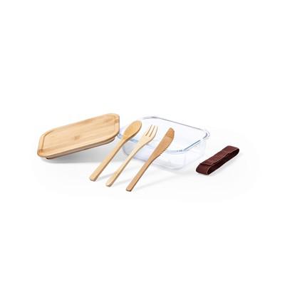 Glass lunch box 700 ml, bamboo lid and cutlery
