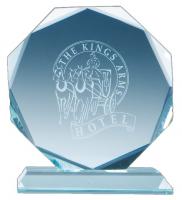 14.5cm x 14.5cm x 15mm Jade Glass Facetted Octagon Award E121202
