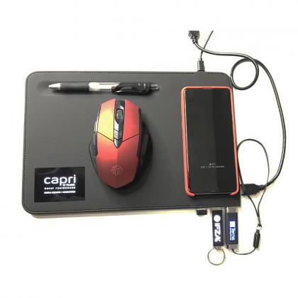 W29 Leather Wireless Charging Mousepad with LED logo