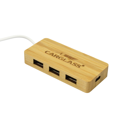 Bamboo HUB with 4 USB ports and 1 Type C
