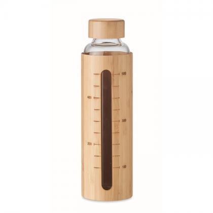 Glass bottle bamboo lid 600ml