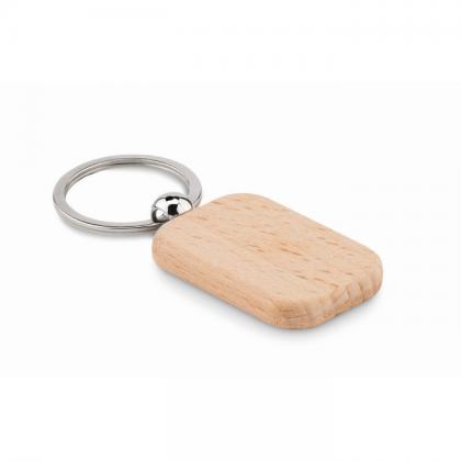 Rectangular wooden key ring