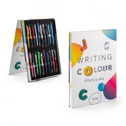 COLOUR WRITING SHOWCASE. Showcase with 20 coloured ball pens