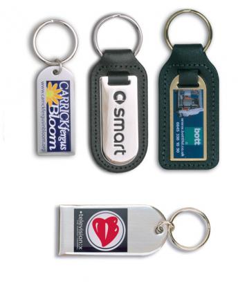 Leather Keyfobs with Printed or Enamelled Medallion