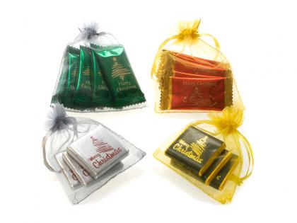 CHRISTMAS ORGANZA GIFT BAGS WITH CHOCOLATES OR SWEETS, ECO-friendly