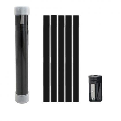 Carpenters Pencil tube with sharpener - Black