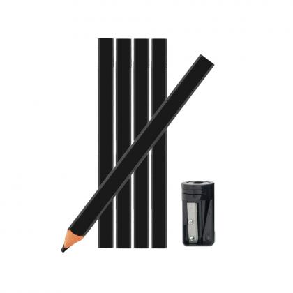 Carpenters Pencil tube with sharpener - Black