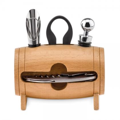 4 pcs wine set in wooden stand