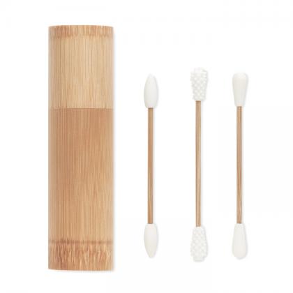 6 reusable swabs in bamboo box