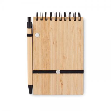 A6 bamboo notepad with pen