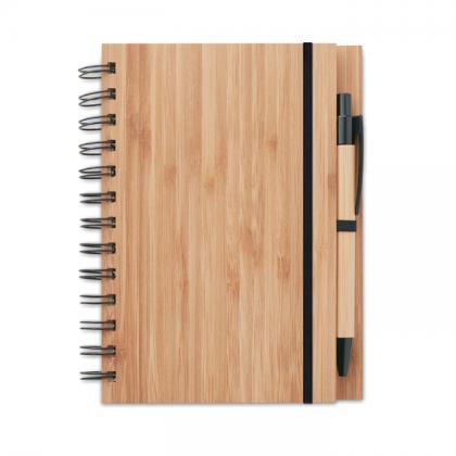 Bamboo notebook with pen lined
