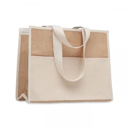 Jute and canvas cooler bag